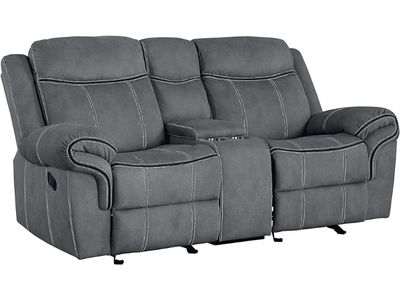 ACME FURNITURE Zubaida Motion Loveseat with cupholder Console, Tone Gray Velvet.