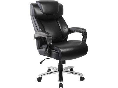 Flash Furniture HERCULES Series Big & Tall 500 lb. Rated Black LeatherSoft Executive Swivel Ergonomic Office Chair with Adjustable Headrest, Black