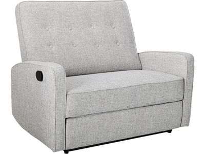 GDFStudio Christopher Knight Home Calliope Buttoned Fabric Reclining Loveseat for cuddling, Light Grey Tweed, Black