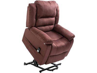 Homegear Microfiber Lay Flat Dual Motor Power Lift Electric Recliner Chair with Remote, Brown