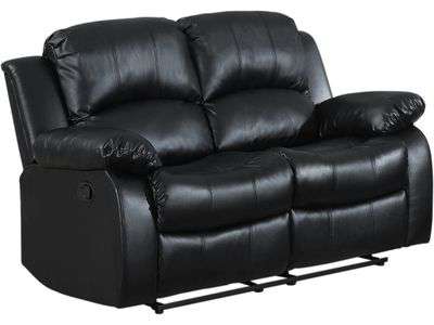 Homelegance Resonance 60 Inches Bonded Leather Double Reclining cuddler Loveseat, Black