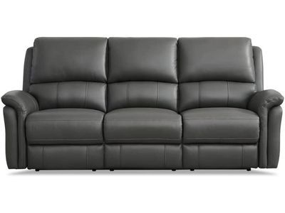 Hydeline Erindale Zero Gravity Power Reclining Top Grain Leather Sofa Couch with Built-in USB-Ports, Steel
