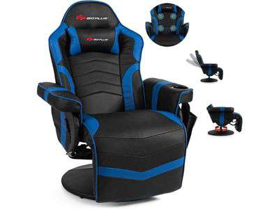 POWERSTONE Gaming Recliner Massage Gaming Chair with cup holder, Adjustable Living Room Chair Home Theater Seating (Navy Blue)