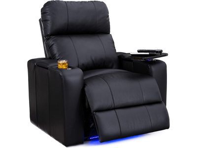 Seatcraft Julius - Big & Tall - Home Theater Seating power recliner with cup holder, Black