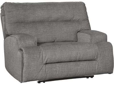 Signature Design by Ashley Coombs Contemporary Wide Seat Manual Pull Tab cuddling Recliner, Gray