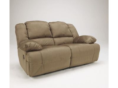 Signature Design by Ashley Hogan Oversized Manual Pull Tab Loveseat chair and a half recliner, Brown