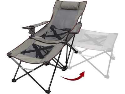 XGEAR 2-in-1 Recliner Camping Chair with Footrest and cupholder