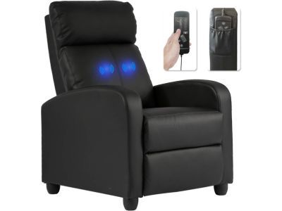 Bestmassage Recliner Chair for Living Room Massage Recliner Sofa, PU Leather (Black)