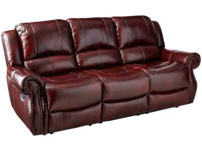 Cambridge Telluride Double Reclining Sofa, Genuine Leather, Oxblood Red