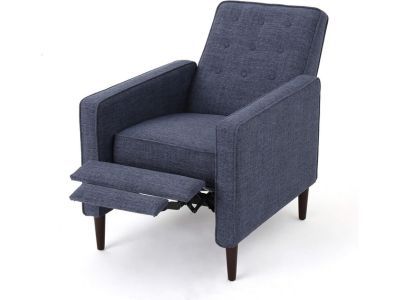 Christopher Knight Home Mervynn Mid-Century Modern Fabric Recliner, Dark Blue - The best budget mission style recliner of 2023