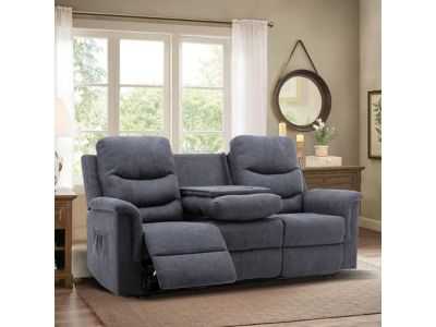 Consofa Reclining Sofa, The best budget Wall Hugger reclining Sofa with 2 Cup Holders, 3-Seater with Flipped Middle Backrest, Manual Reclining Home Theater Seating for Living Room