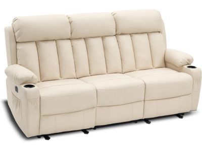 MCombo Power Reclining Sofa with Heat and Massage, 3-Seat Dual Recliner Sofa for Living Room 6077(Cream White, Reclining Sofa) - The best wall hugger reclining sofa of 2024