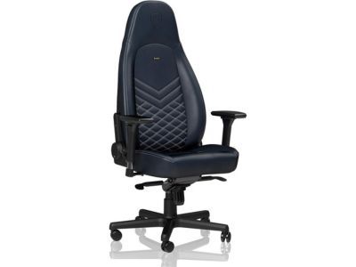 Noblechairs ICON Gaming Chair and Office Chair with Lumbar Support, (Color), Real Leather, Midnight Blue Graphite