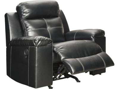 Signature Design by Ashley Kempten Contemporary Faux Leather Manual Pull-Tab Rocker Recliner, Black (The best rocker recliner)