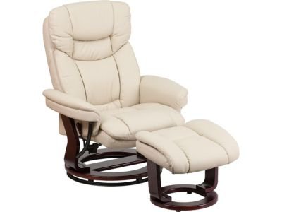 Flash Furniture Allie Recliner Chair with Ottoman, Beige LeatherSoft Swivel Recliner Chair with Ottoman Footrest